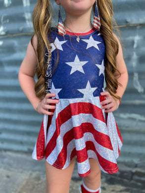 Patriotic Brielle Skirted Leotard (Choose Your Print and Sleeve Length)