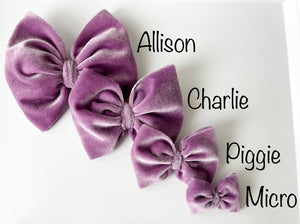 Velvet Charlie Piggie Bows-Choose Your Color/Style (40+ Colors)