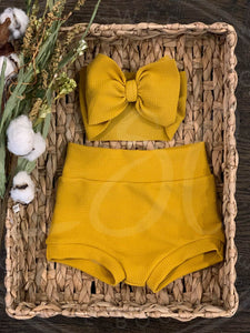 Mustard High Waisted Bummies / Diaper Cover / Coming Home Outfit/ Birthday Outfit/ Smash Cake Outfit