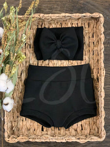 Black High Waisted Bummies / Diaper Cover / Coming Home Outfit/ Birthday Outfit/ Smash Cake Outfit